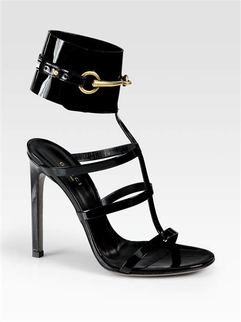 gucci patent leather horsebit sandal|high heel Gucci sandals women.